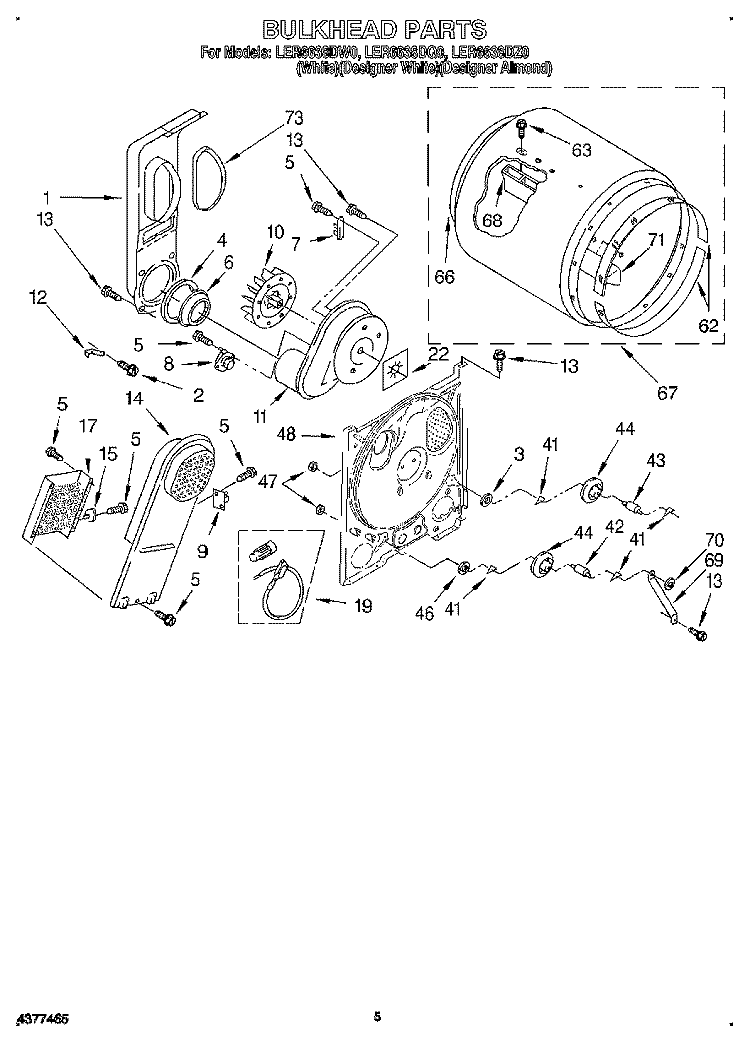 SECTION Diagram and Parts List for LER6638DZ0  Whirlpool Dryer
