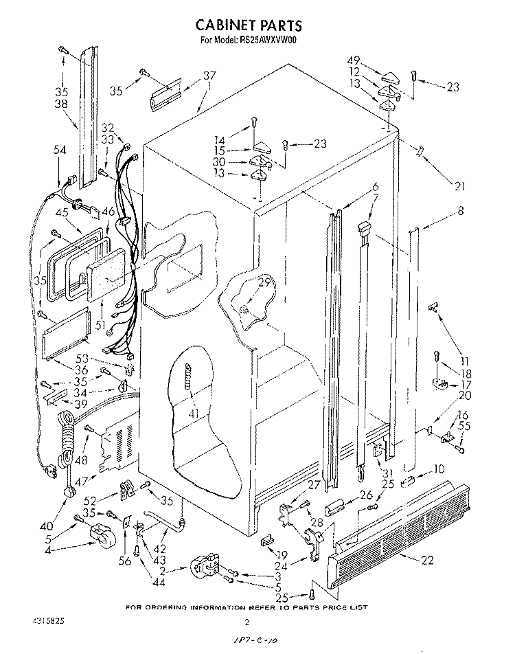 CABINET Diagram and Parts List for RS25AWXVW00  Roper Refrigerator