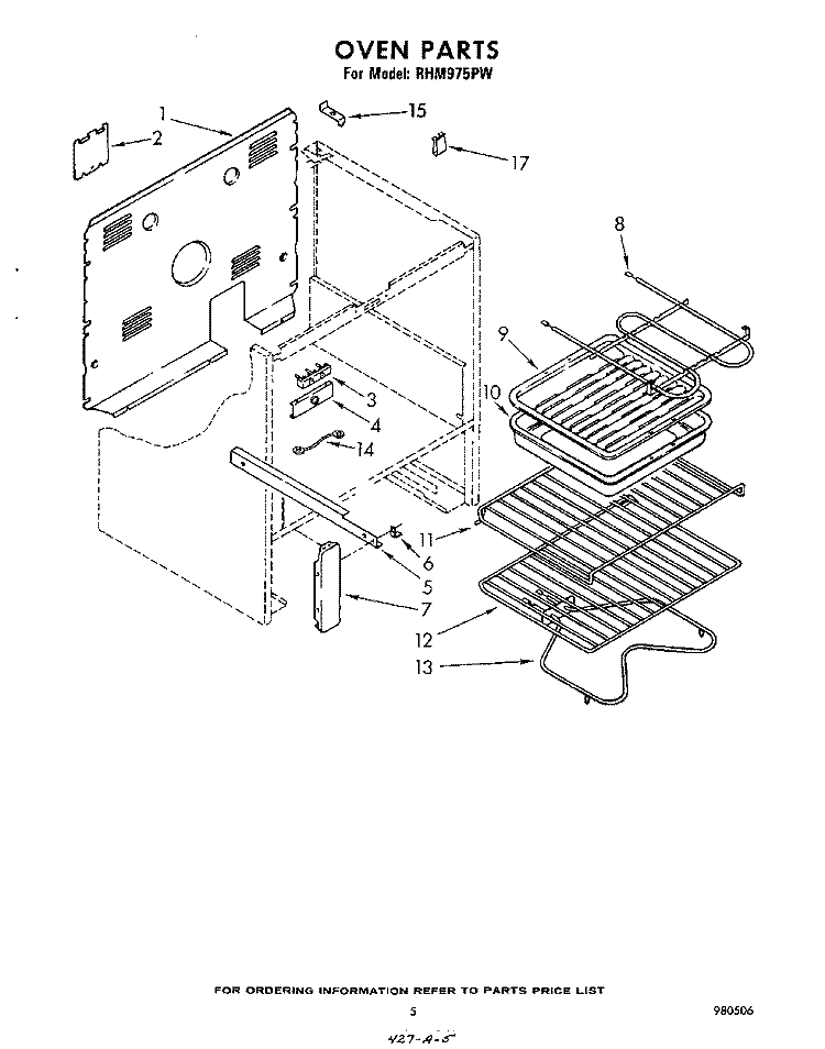 SECTION Diagram and Parts List for RHM975PW  Whirlpool Range