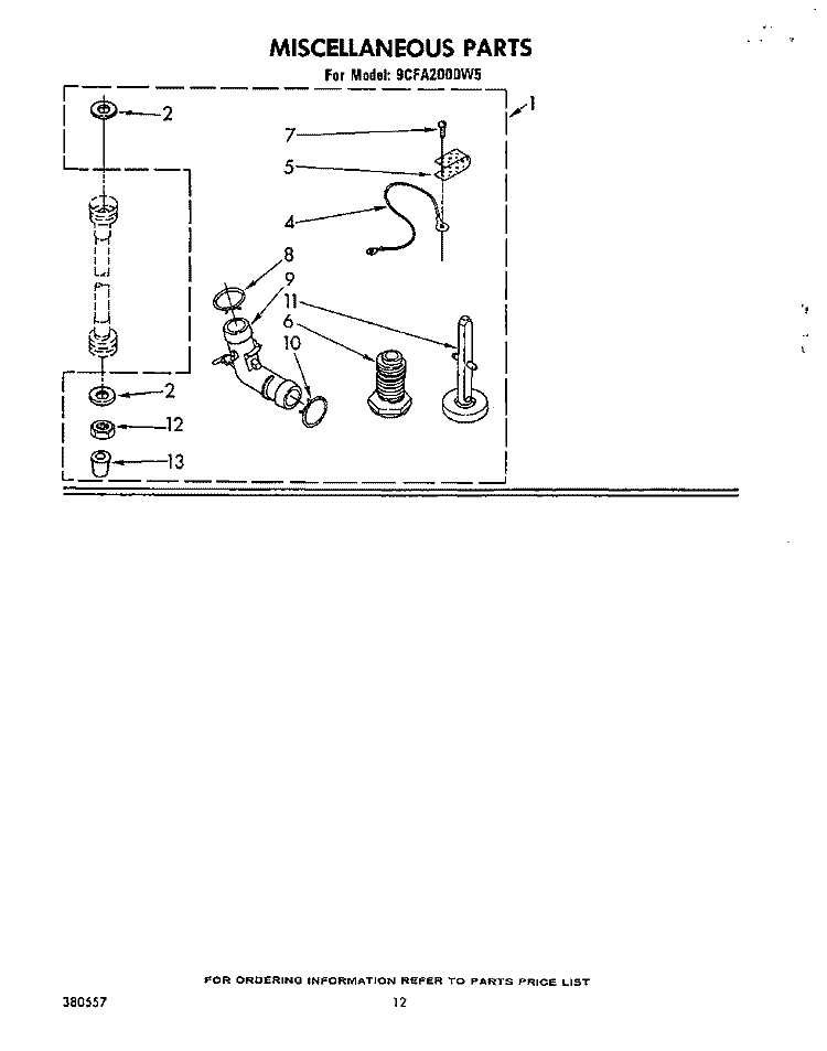 SECTION Diagram and Parts List for 9CFA2000W5  Whirlpool Washer