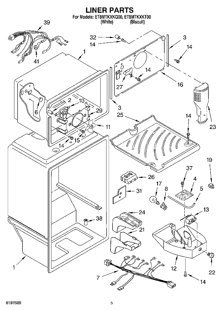 LINER PARTS Diagram and Parts List for ET8MTKXKT00  Whirlpool Refrigerator