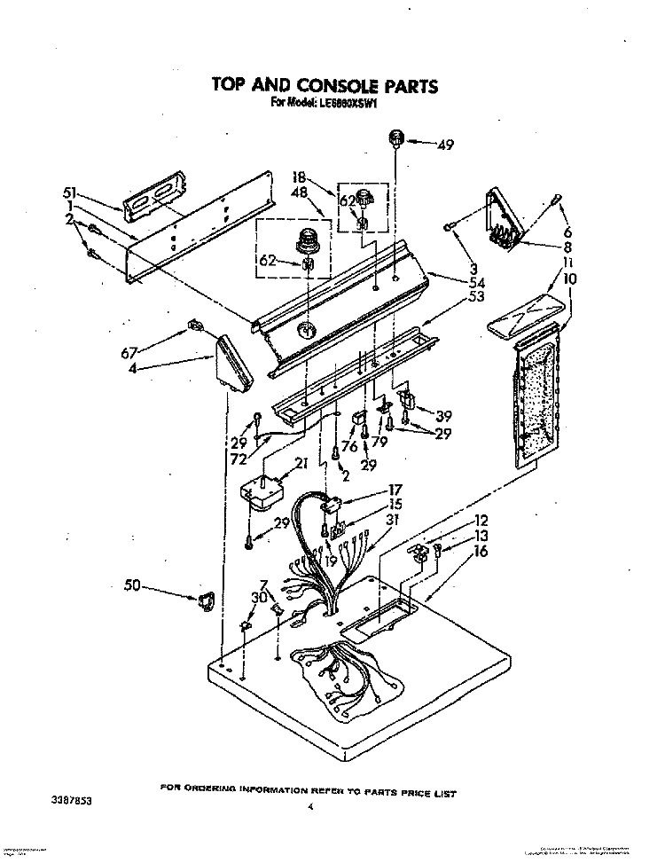 SECTION Diagram and Parts List for LE6880XSW1  Whirlpool Dryer
