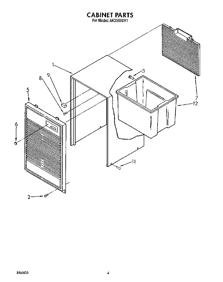 SECTION Diagram and Parts List for AK2500XV1  Whirlpool Dehumidifier