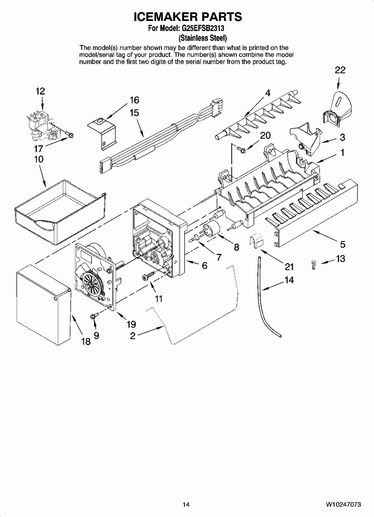 ICEMAKER PARTS, OPTIONAL PARTS (NOT INCLUDED) Diagram and Parts List for G25EFSB2313  Whirlpool Refrigerator