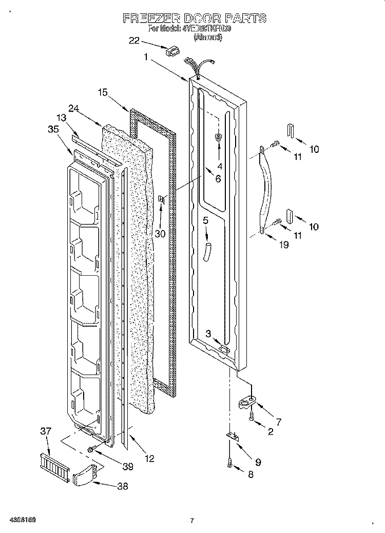 FREEZER DOOR Diagram and Parts List for 4YED20TKFN00  Whirlpool Refrigerator