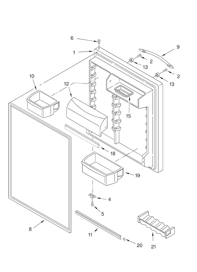 Refrigerator Door Diagram and Parts List for KTRA22ELBT01  KitchenAid Refrigerator