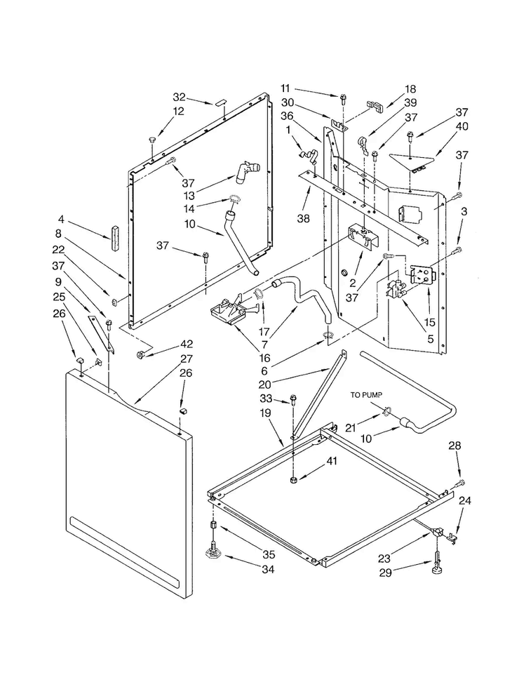 Washer Cabinet Diagram and Parts List for 110C92962200  Kenmore Washer Dryer Combo