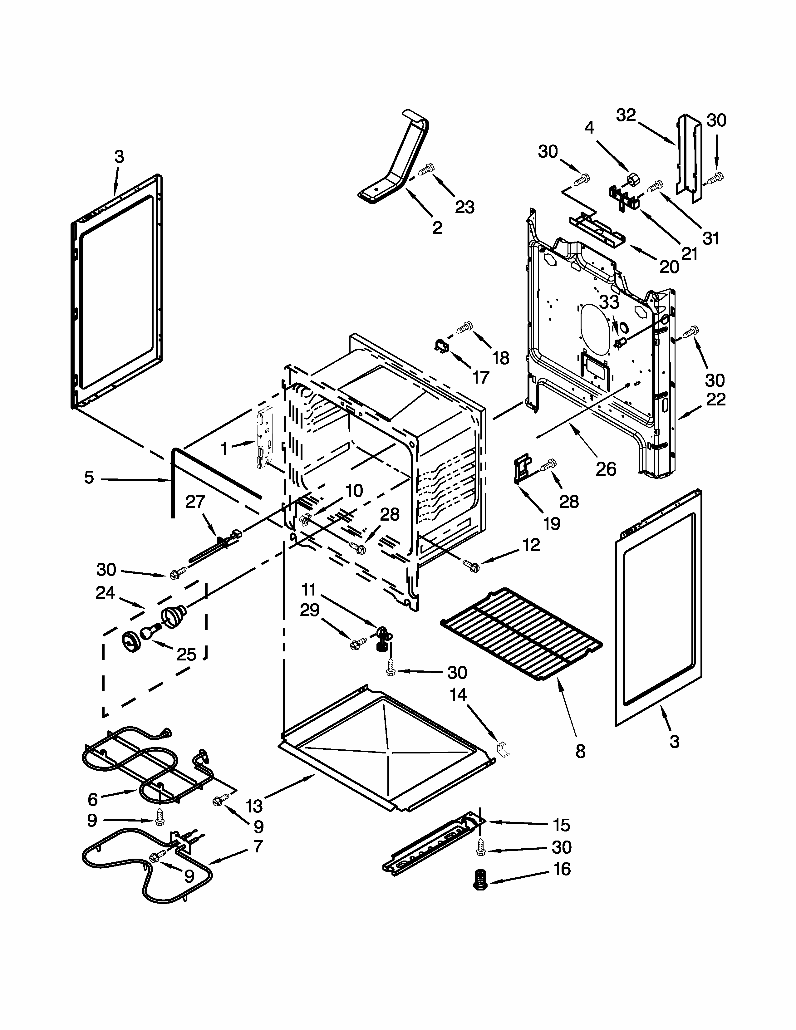 Chassis Parts Diagram and Parts List for YIES350XW2  Whirlpool Range