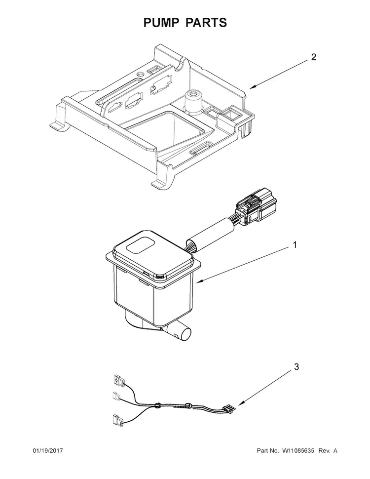 Pump Parts Diagram and Parts List for KUID508ESS2  KitchenAid Ice Maker