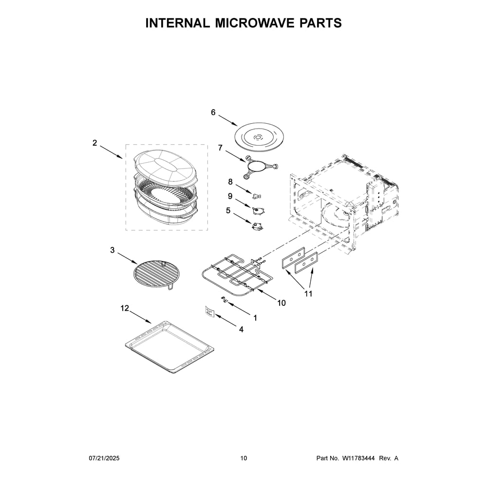 Internal Microwave Parts Diagram and Parts List for KMBS730SPS00  KitchenAid Microwave