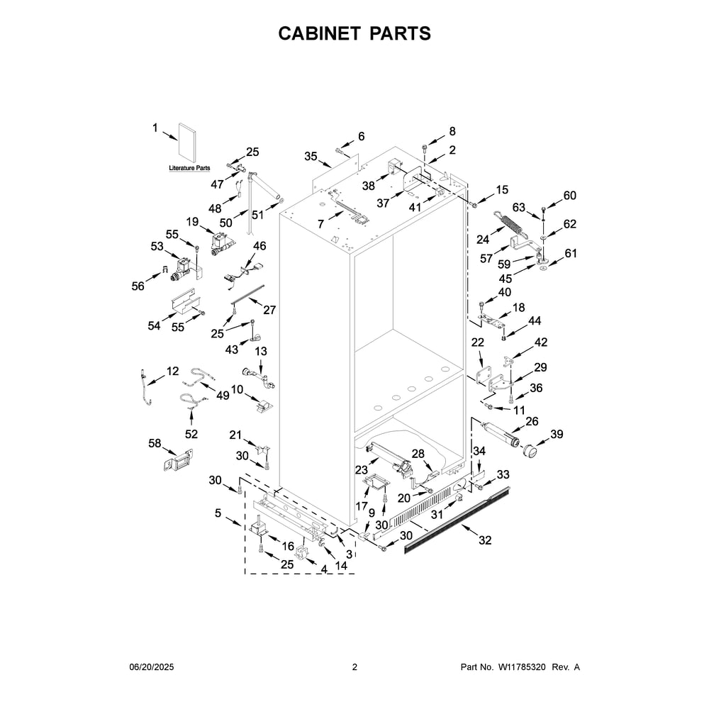 Cabinet Parts Diagram and Parts List for KBBR306ESS06  KitchenAid Refrigerator