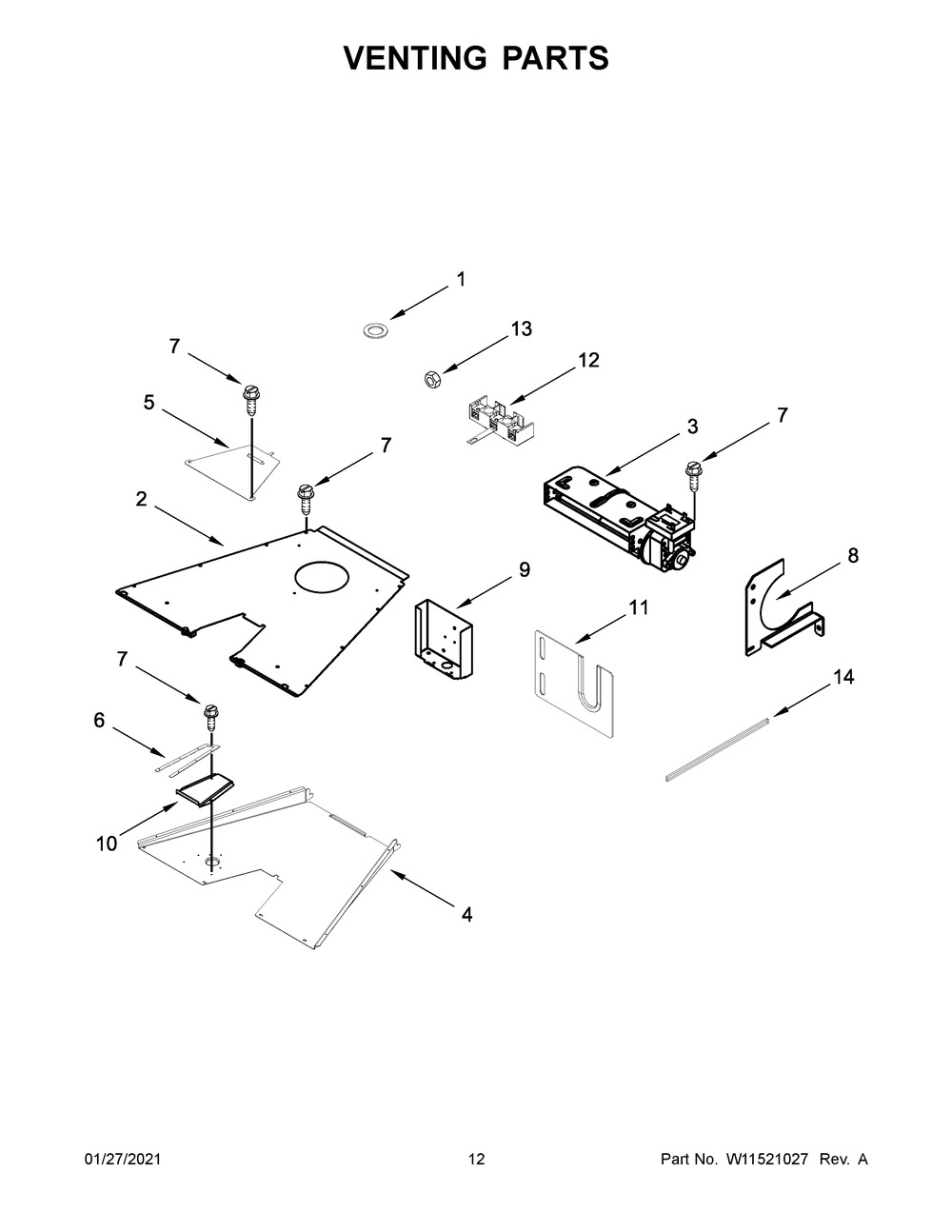 Venting Parts Diagram and Parts List for JDSP548HL01  Whirlpool Range