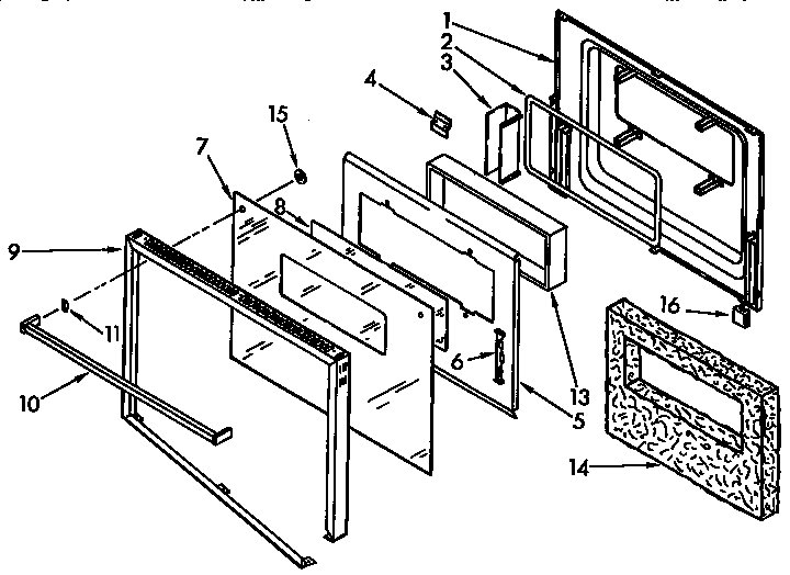 Oven Door Diagram and Parts List for KEDI141YBL0  KitchenAid Wall Oven