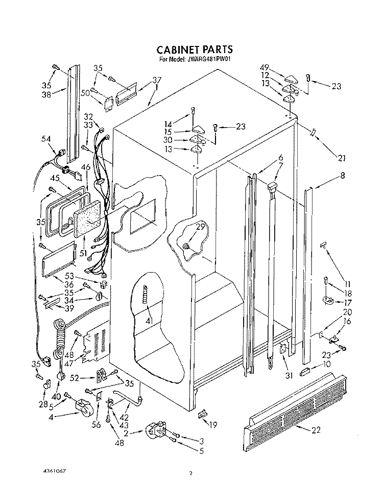 CABINET Diagram and Parts List for JWARG481PW01  Whirlpool Refrigerator