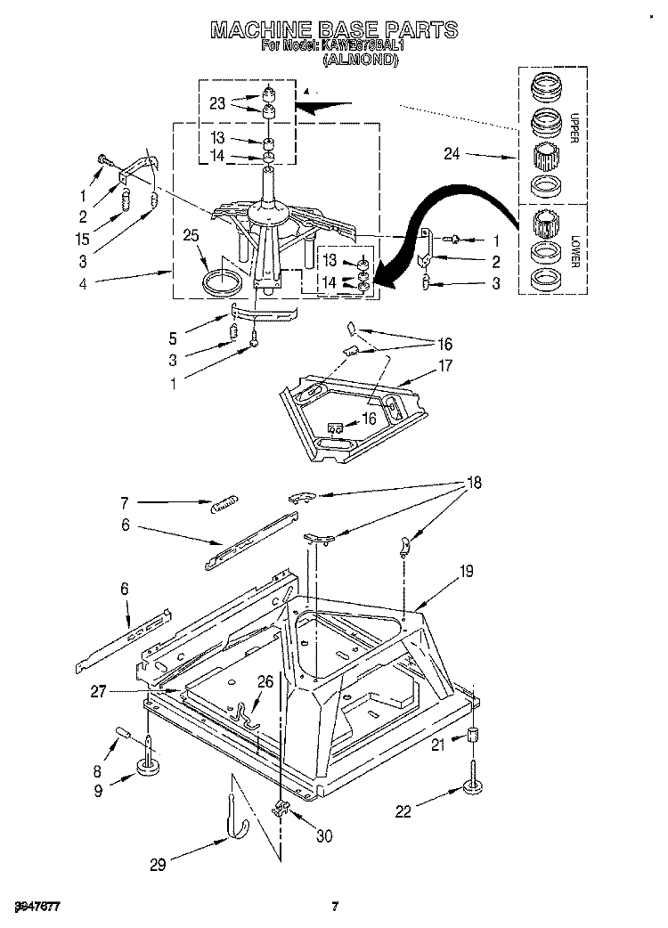 MACHINE BASE Diagram and Parts List for KAWE878BAL1  KitchenAid Washer
