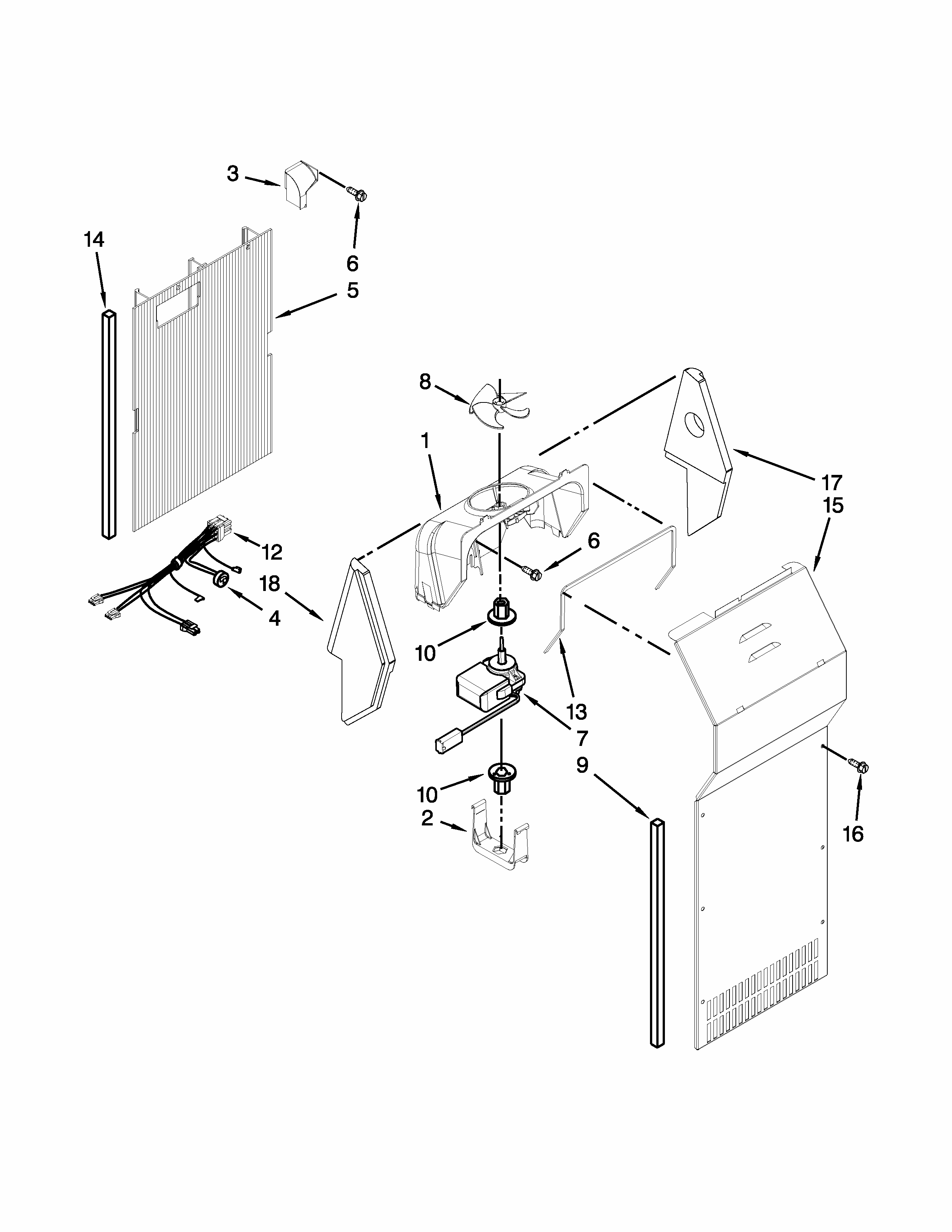 Air Flow Parts Diagram and Parts List for 10641123212  Kenmore Refrigerator