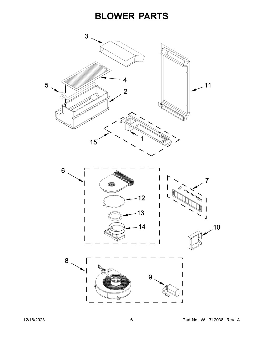 Blower Parts Diagram and Parts List for KSEG950ESS6  KitchenAid Range