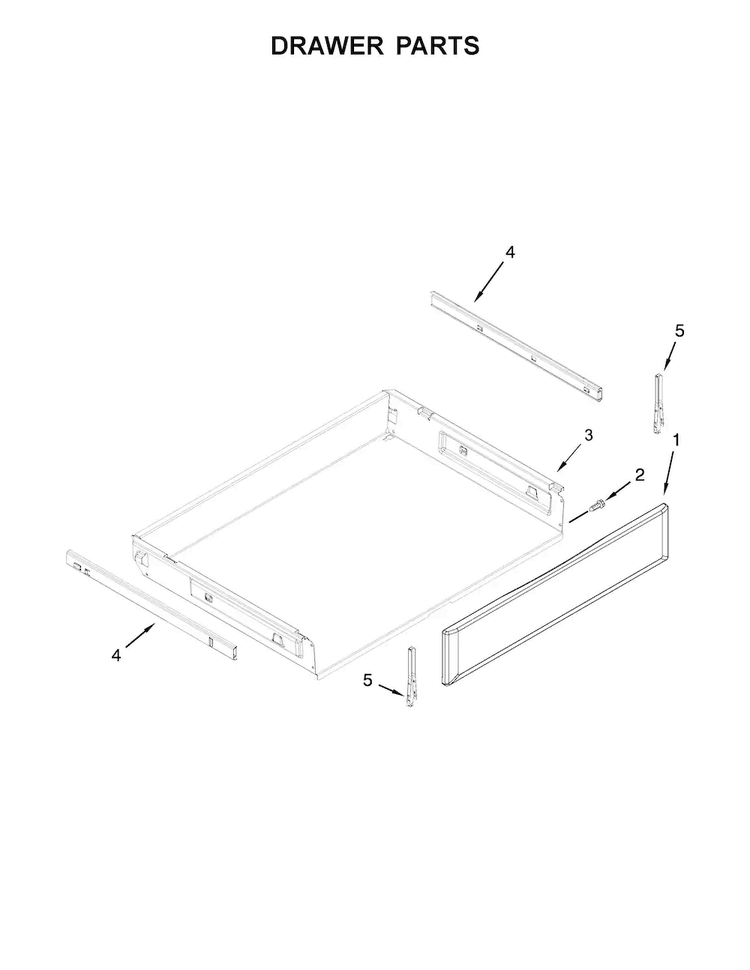 Drawer Parts Diagram and Parts List for KFEG500EBL0  KitchenAid Range