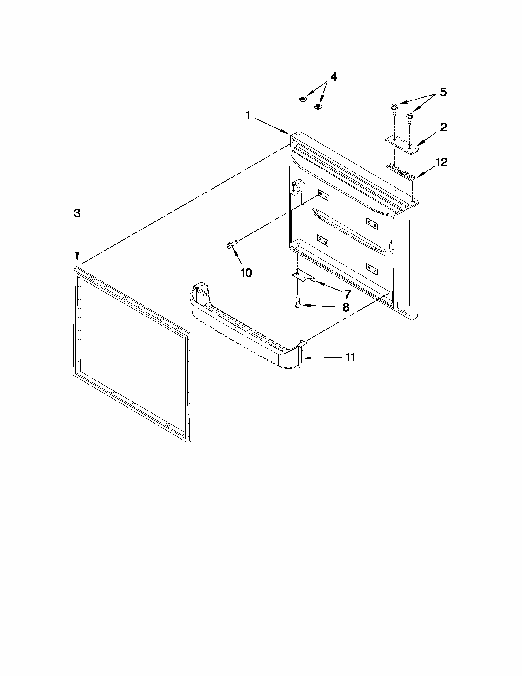 Freezer Door Parts Diagram and Parts List for 59669932012  Kenmore Refrigerator