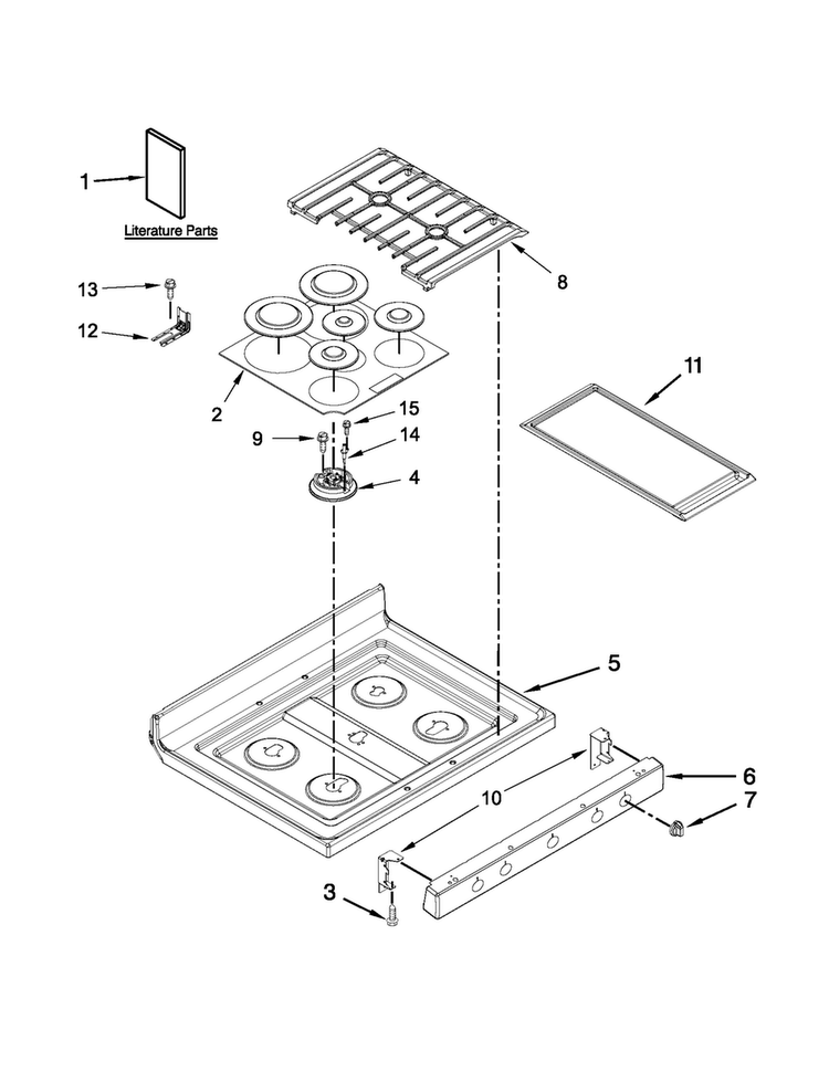 Cooktop Parts Diagram and Parts List for KGRS308BSS2  KitchenAid Range