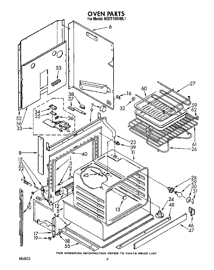 OVEN Diagram and Parts List for KEDT105VAL1  KitchenAid Range