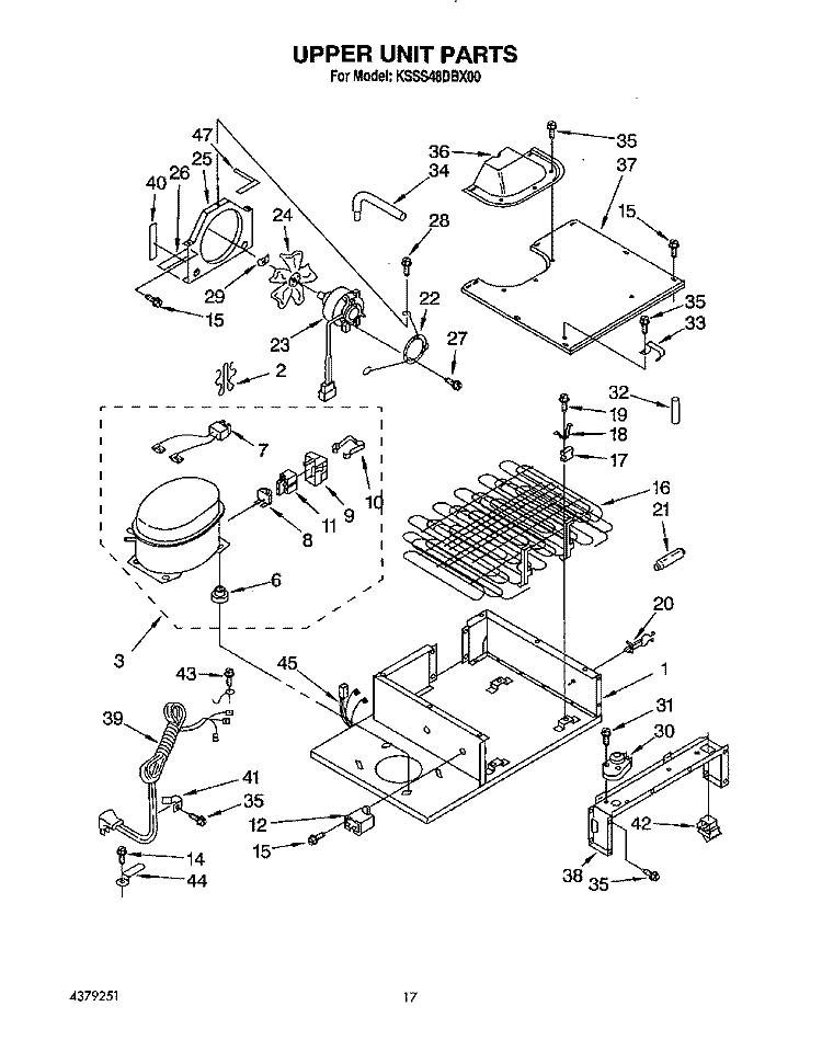 UPPER UNIT Diagram and Parts List for KSSS48DBX00  KitchenAid Refrigerator