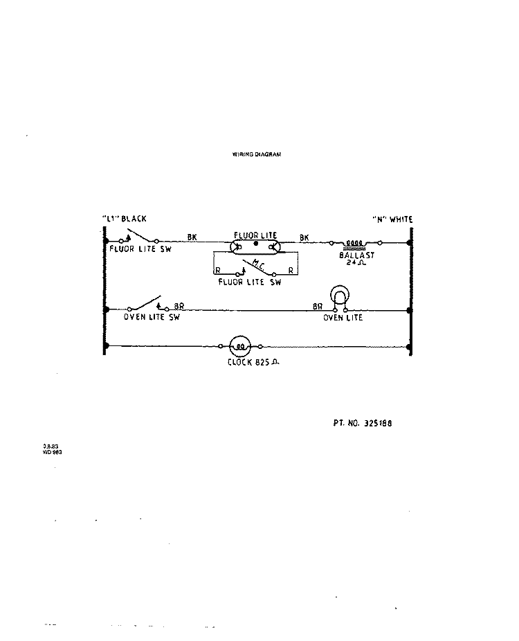 WIRING DIAGRAM Diagram and Parts List for 1633W0A  Roper Range