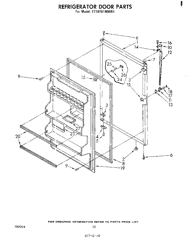 REFRIGERATOR DOOR , NOT ILLUSTRATED Diagram and Parts List for ET18TK1MWR1  Whirlpool Refrigerator