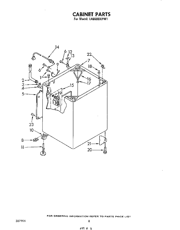 CABINET Diagram and Parts List for LA6680XPW1  Whirlpool Washer