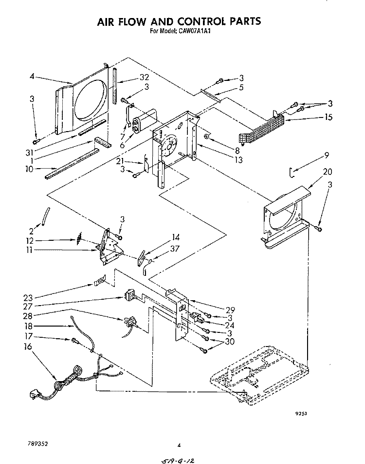 SECTION Diagram and Parts List for CAW07A1A1  Whirlpool Air Conditioner