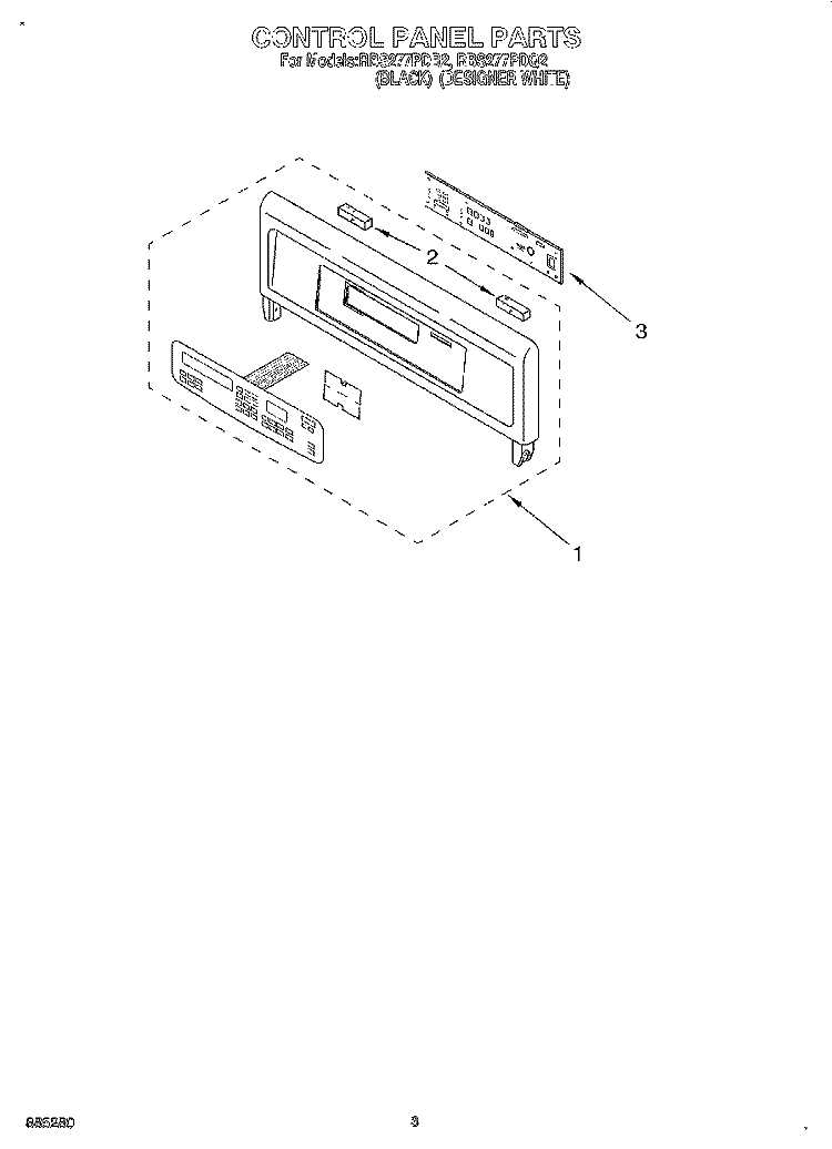 CONTROL PANEL, LITERATURE Diagram and Parts List for RBS277PDB2  Whirlpool Wall Oven