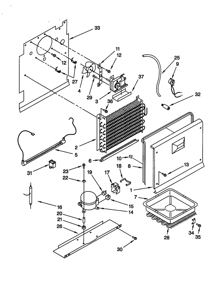 Unit Diagram and Parts List for EV150NXEW2  Whirlpool Freezer