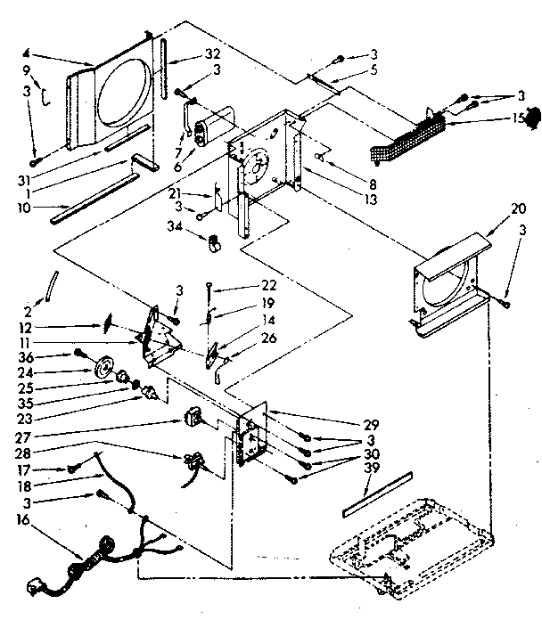 Air flow and control parts Diagram and Parts List for 1068750580-AC  Kenmore Air Conditioner