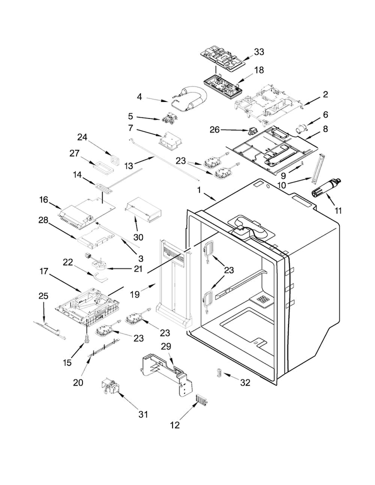 Refrigerator Liner Parts Diagram and Parts List for WRF736SDAB12  Whirlpool Refrigerator