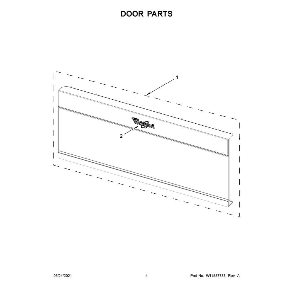 Door Parts Diagram and Parts List for WML55011HW07  Whirlpool Microwave