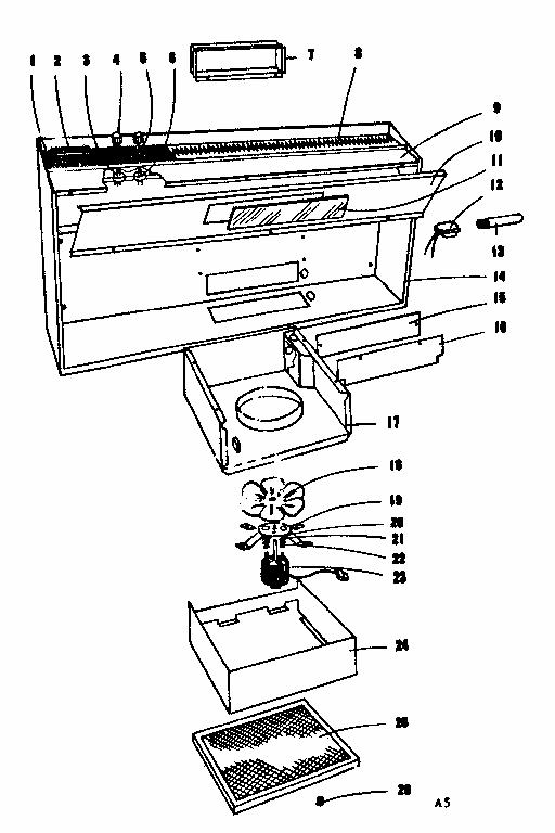 Range Hood Diagram and Parts List for 85052292  Kenmore Range Hood
