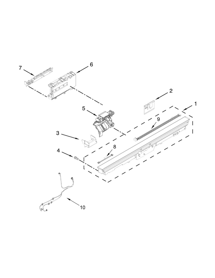 Control Panel And Latch Parts Diagram and Parts List for KDTE554CSS3  KitchenAid Dishwasher