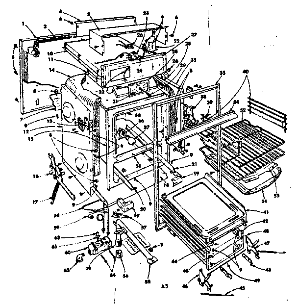 Oven Parts Diagram and Parts List for 1553227290  Kenmore Range
