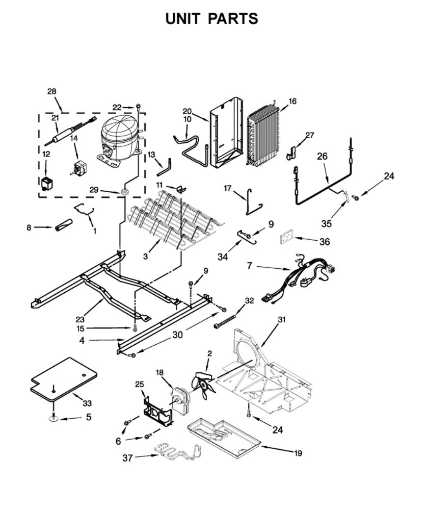 Unit Parts Diagram and Parts List for 10641172711  Kenmore Refrigerator