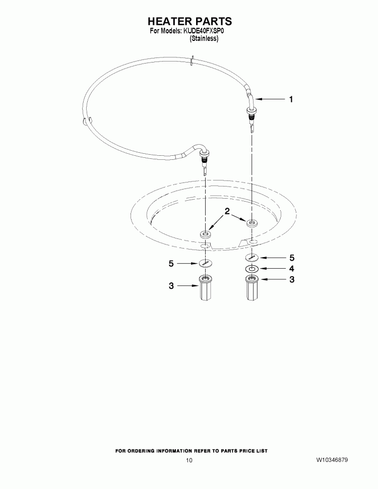 HEATER PARTS Diagram and Parts List for KUDE40FXSP0  KitchenAid Dishwasher