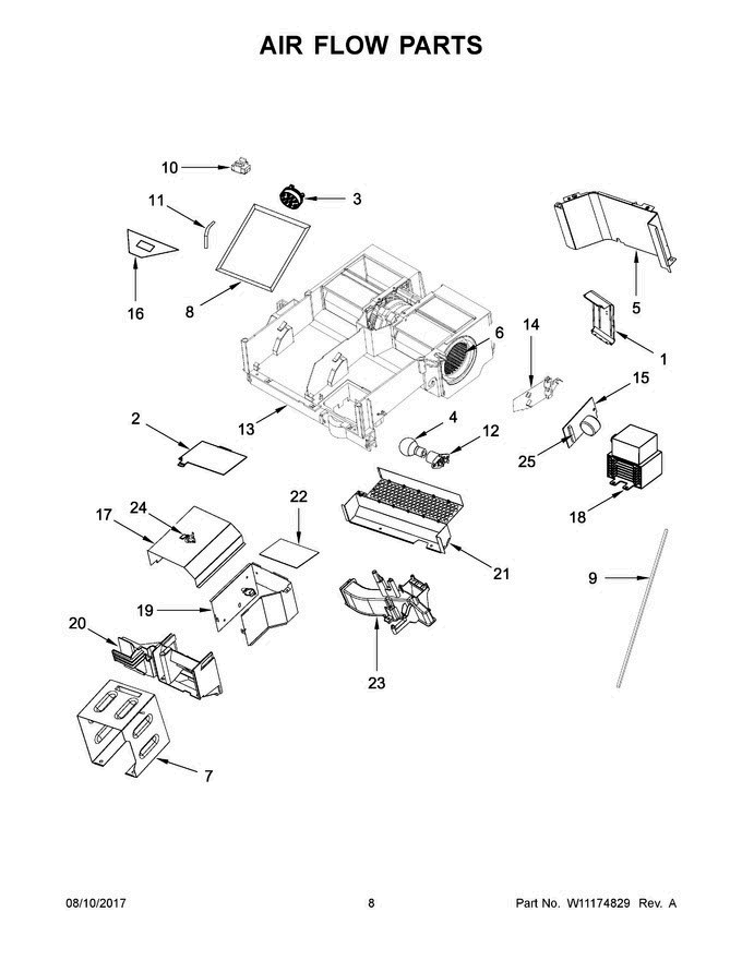 05 - Air Flow Parts Diagram and Parts List for WMH76719CH4  Whirlpool Microwave Oven Combo