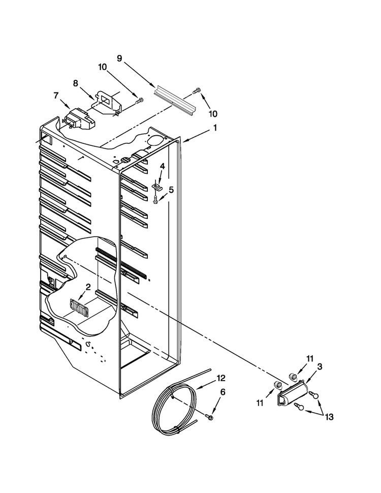 Refrigerator Liner Parts Diagram and Parts List for 10650212011  Kenmore Refrigerator