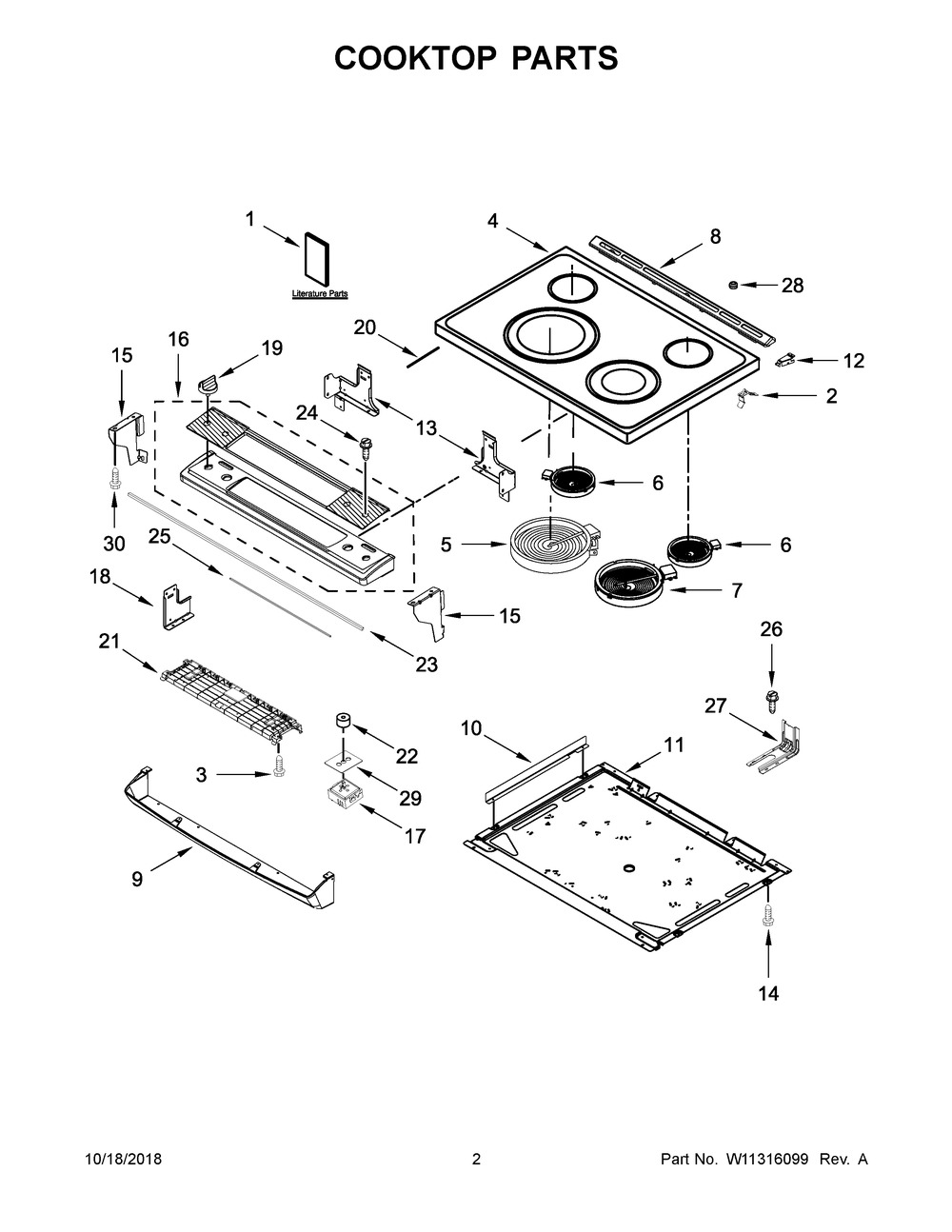 Cooktop Parts Diagram and Parts List for IES790GS0  Whirlpool Range