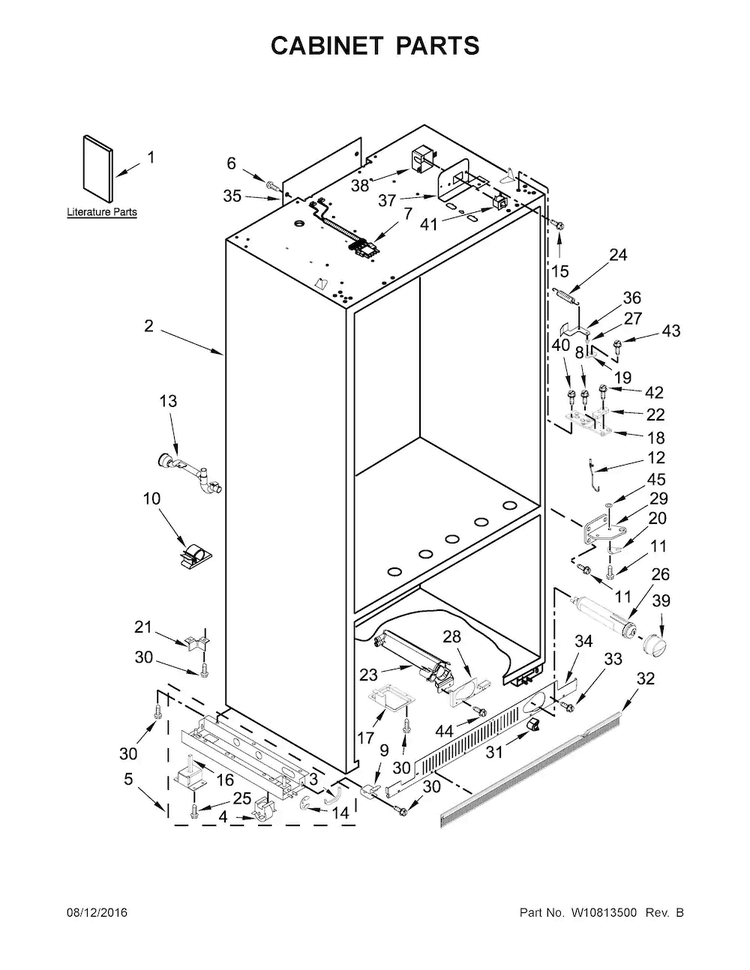 Cabinet Parts Diagram and Parts List for KBFN402ESS01  KitchenAid Refrigerator