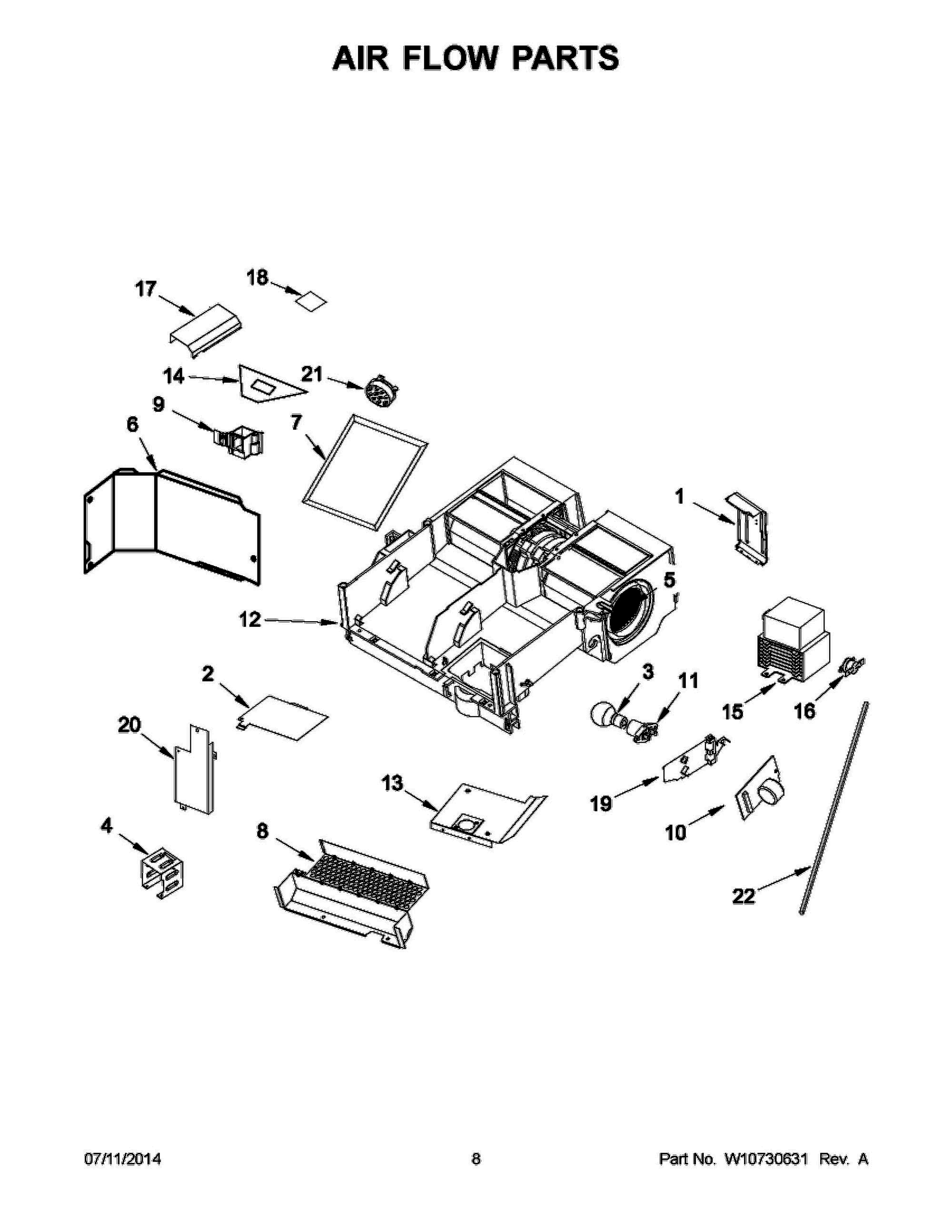 05 - AIR FLOW PARTS Diagram and Parts List for YKMHS120ES0  Whirlpool Microwave