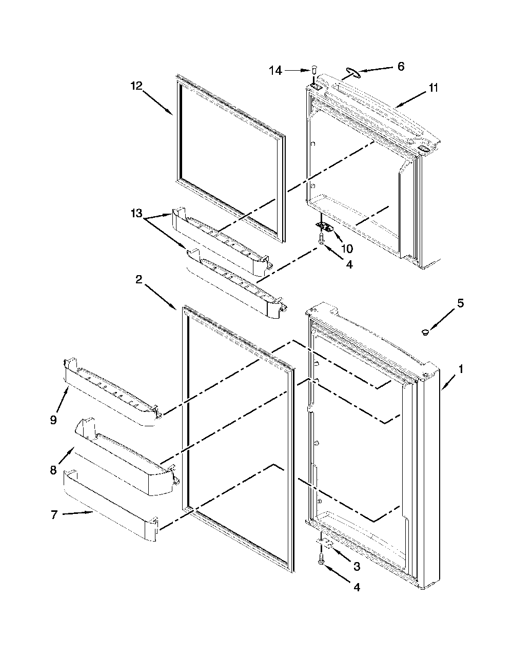 Door parts Diagram and Parts List for 10676399411  Kenmore Refrigerator