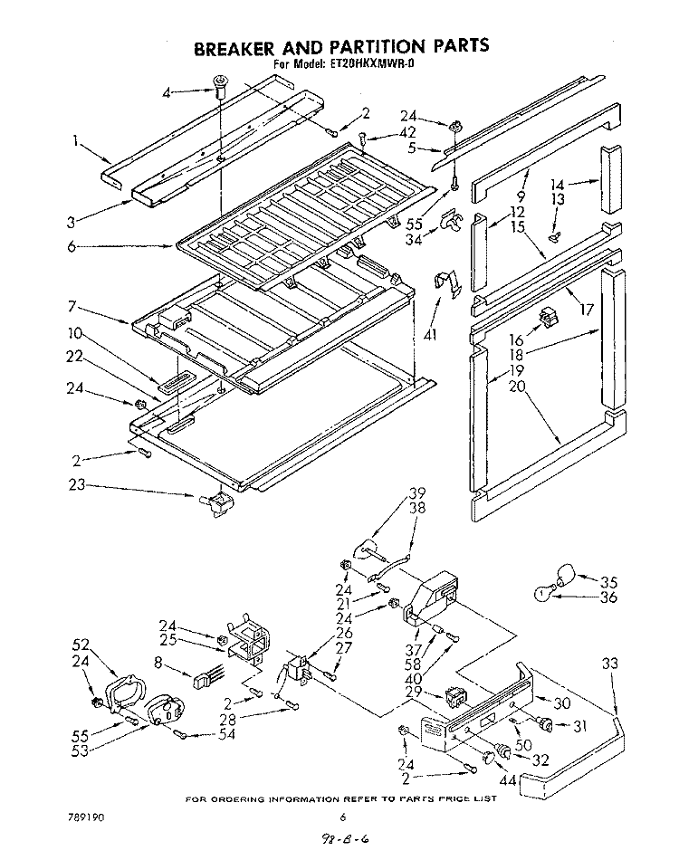BREAKER AND PARTITION Diagram and Parts List for ET20HKXMWR0  Whirlpool Refrigerator