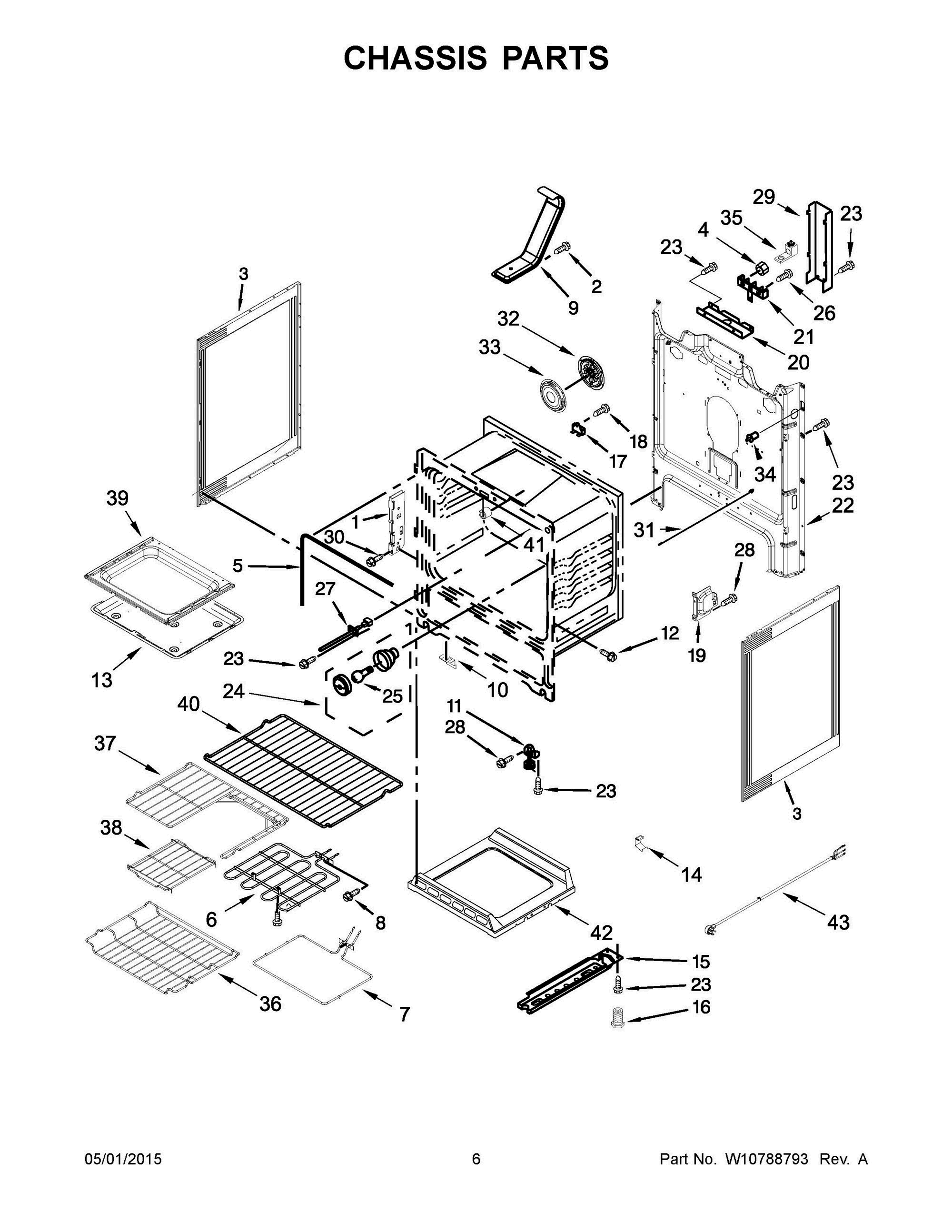 04 - CHASSIS PARTS Diagram and Parts List for YWFE715H0EH0  Whirlpool Range