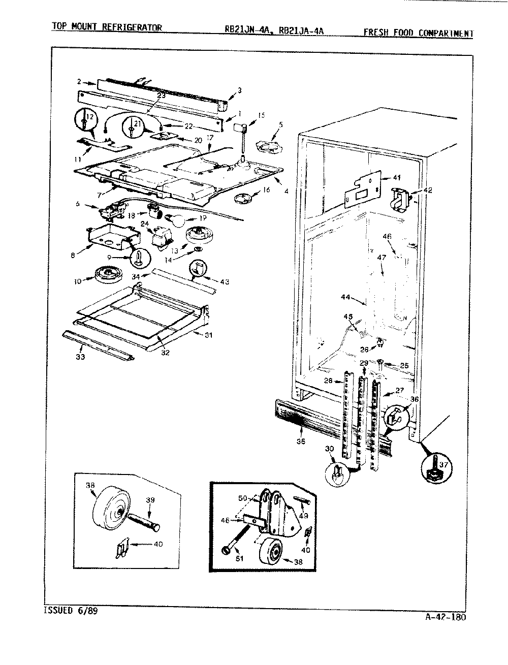 04 - Fresh Food Compartment Diagram and Parts List for RB21JA-4A  Whirlpool Refrigerator