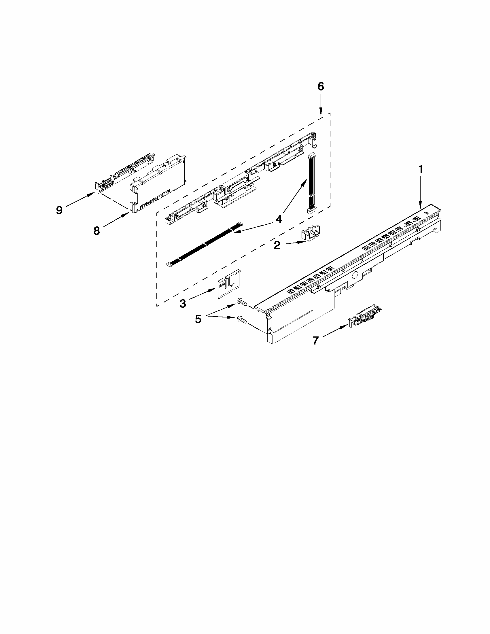 Control Panel And Latch Parts Diagram and Parts List for 66513292K113  Kenmore Dishwasher
